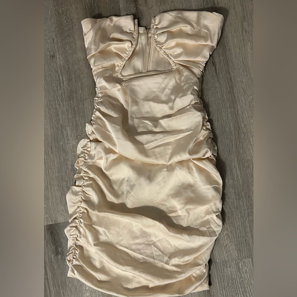 Oh Polly Cream Satin Mini Dress